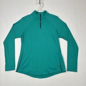 Women's Mountain Hardwear 1/4 Zip Base Layer‎ Top Blue Green Sz Large *Flaws*